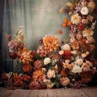 بک دراپ عکاسی با گل های نارنجی | گرافیک با طعم تربچه