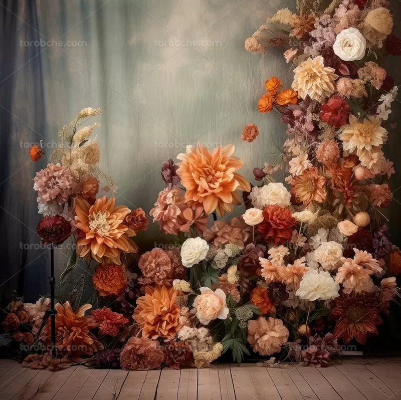 بک دراپ عکاسی با گل های نارنجی | گرافیک با طعم تربچه