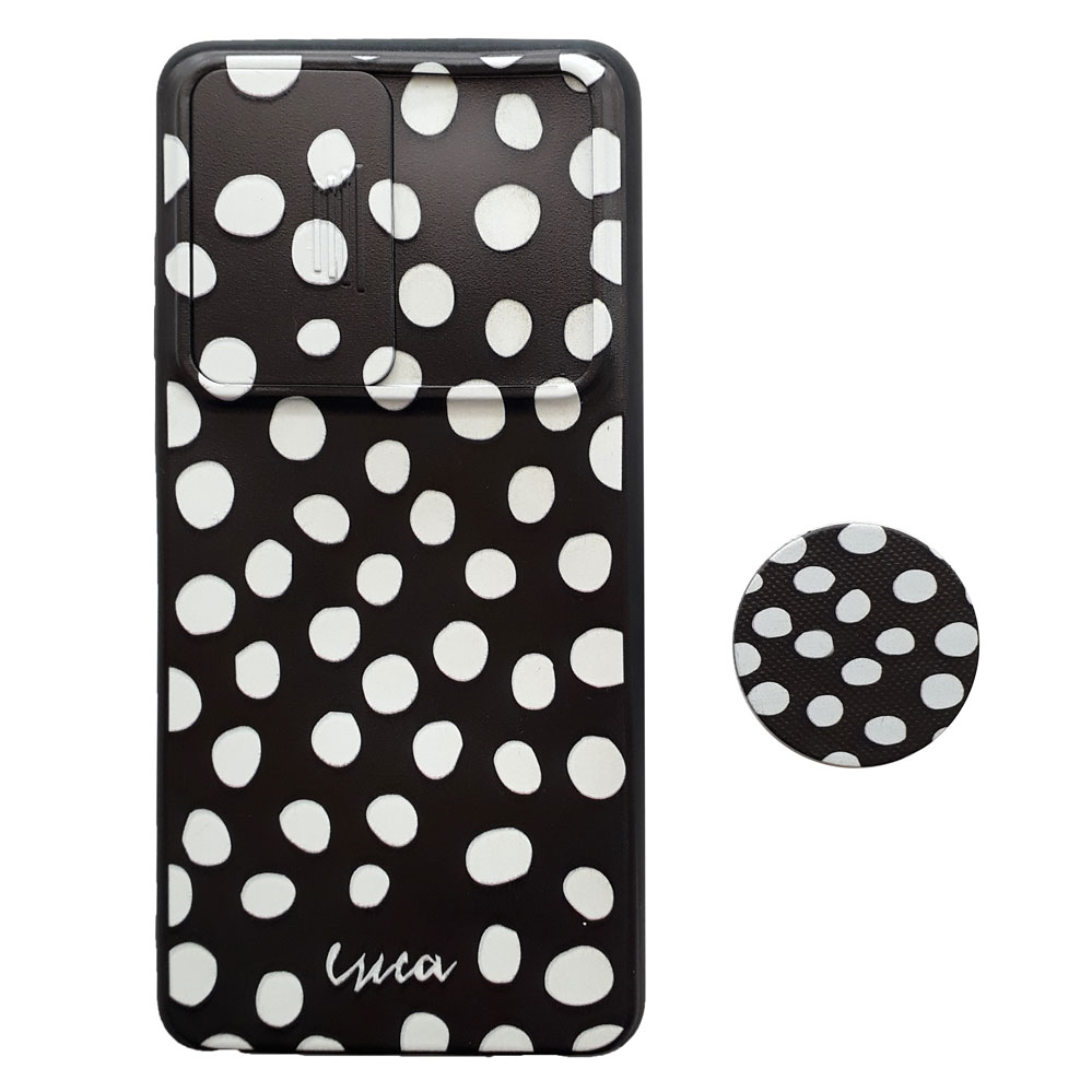 کاور طرح خال خالی کد S6506 مناسب برای گوشی موبایل سامسونگ Galaxy A72 4G / A72 5G به همراه پایه نگهدارنده