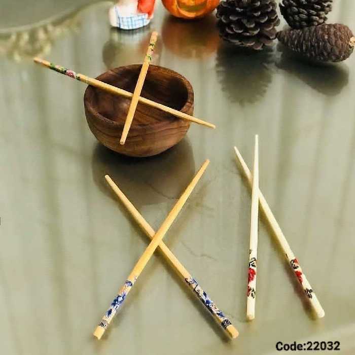 چاپ استیک چوب غذا خوری 1 جفت  (2عدد) بامبو قابل شستشو