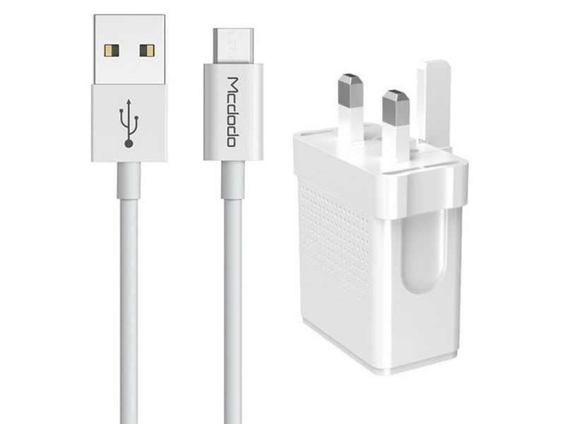شارژر دیواری دو پورت و کابل تایپ سی مک دودو Mcdodo CH-5722 Dual USB Travel Charger Set UK