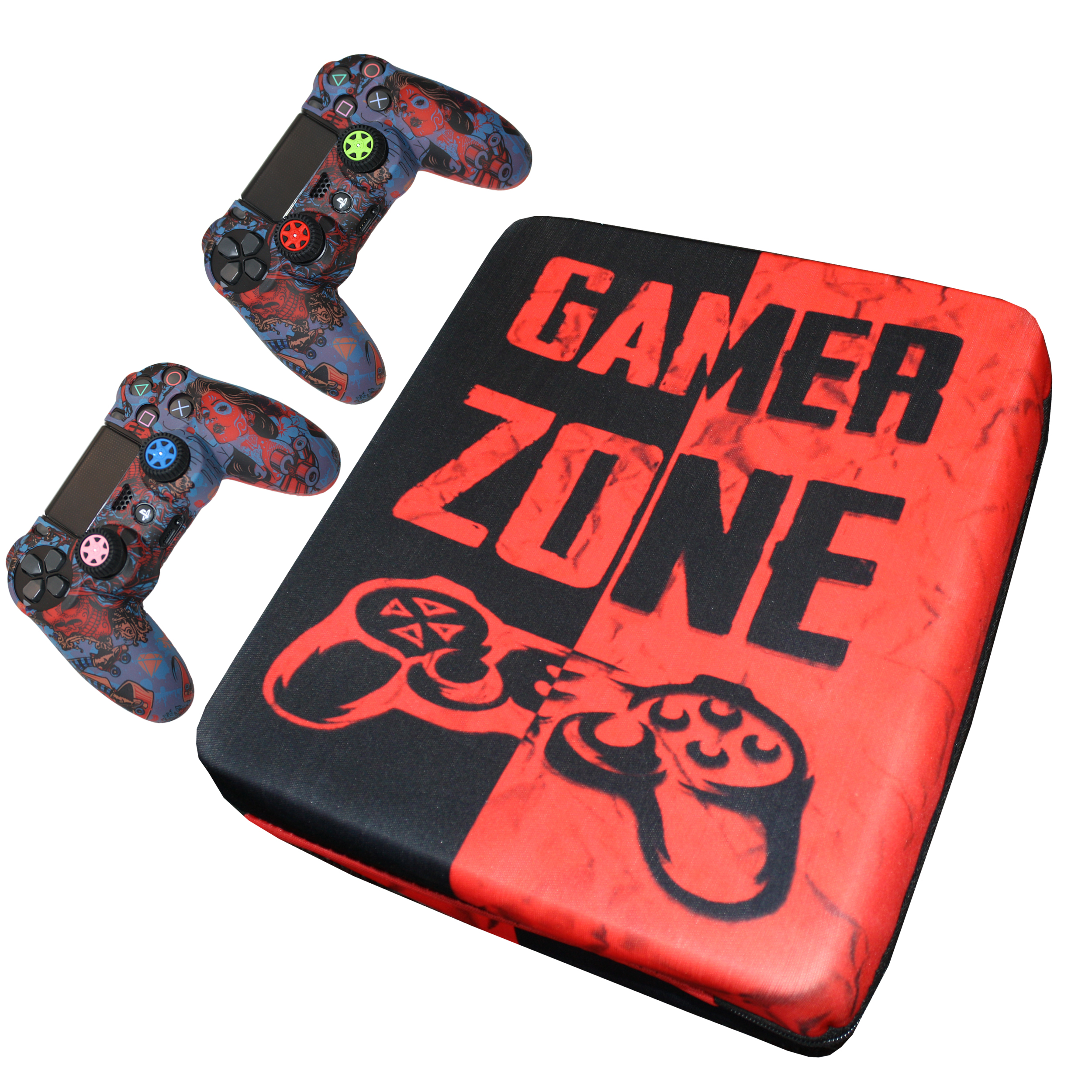 کیف حمل کنسول بازی پلی استیشن 4 مدل WH4 GAMER ZONE به همراه محافظ دسته و روکش آنالوگ