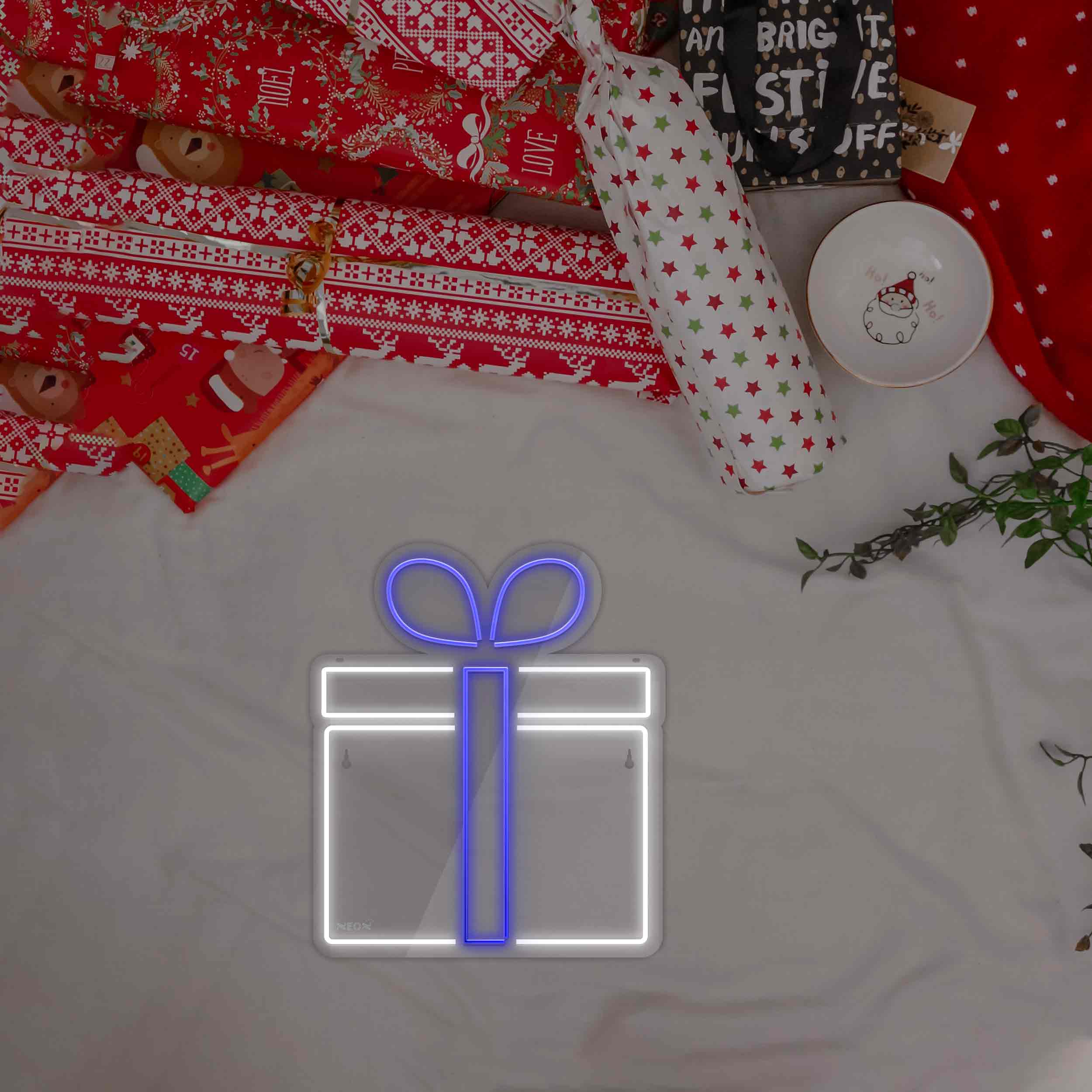 چراغ دیواری نئون دیزاین طرح Gift-Box_BL