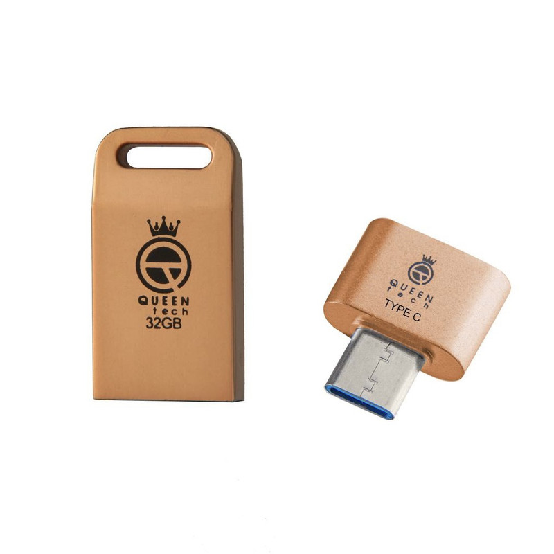 فلش مموری کوئین تک مدل UNIQUE C-PLUS ظرفیت 32 گیگابایت به همراه مبدل usb-c | کالا مکس