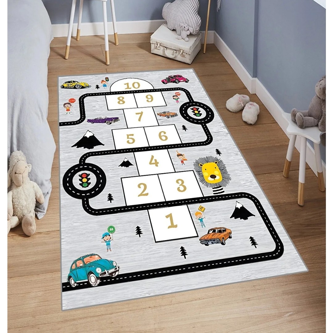 فرش اتاق کودک 80 در150 اکریلیک تولید ترکیه پایه نقطه ای پی وی سی ضدلرزش