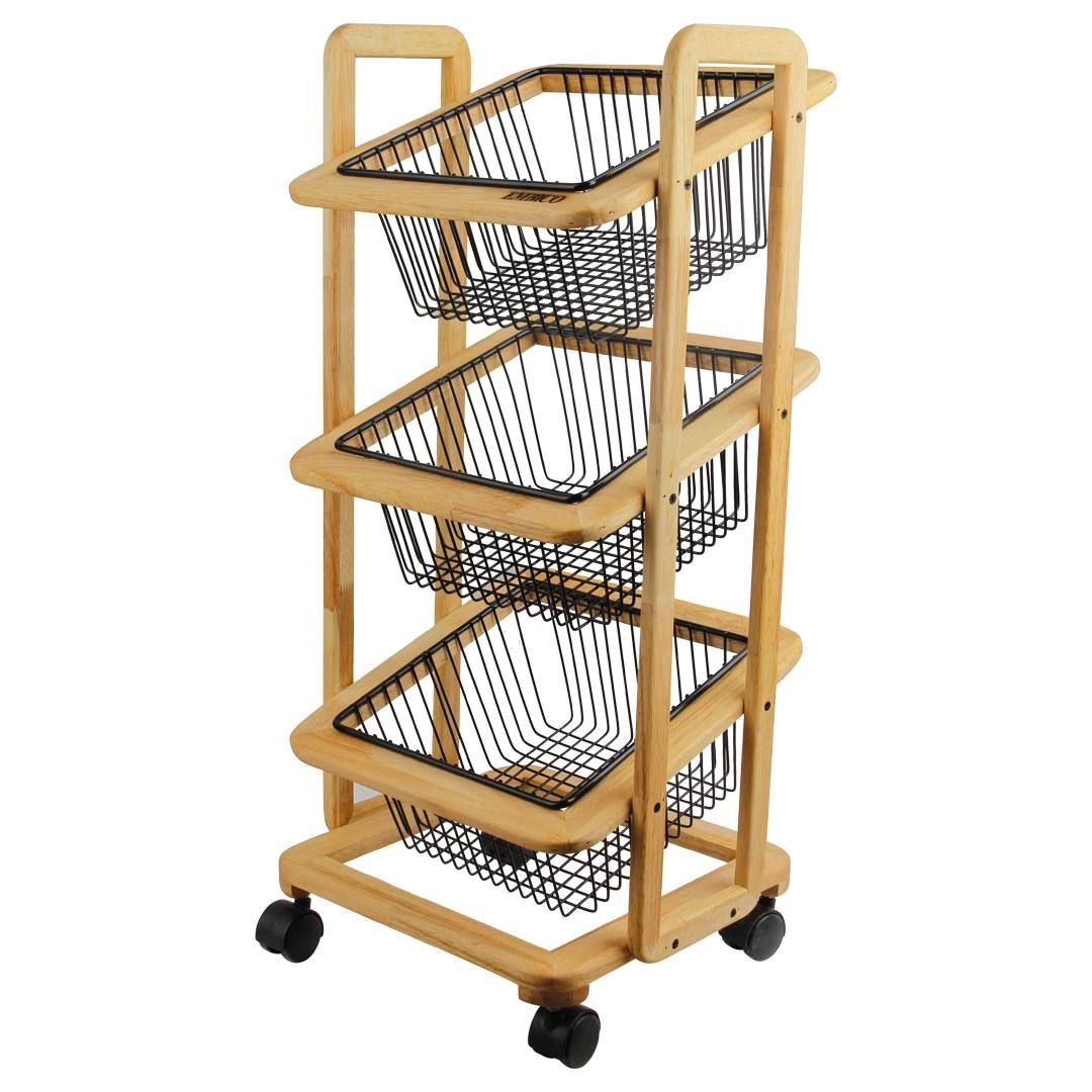 سبد پیاز سیب زمینی سه طبقه چرخ دار