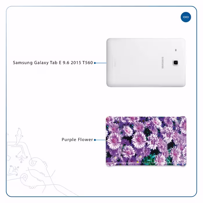برچسب پوششی ماهوت مدل Purple-Flower مناسب برای تبلت سامسونگ Galaxy Tab E 9.6 2015 T560