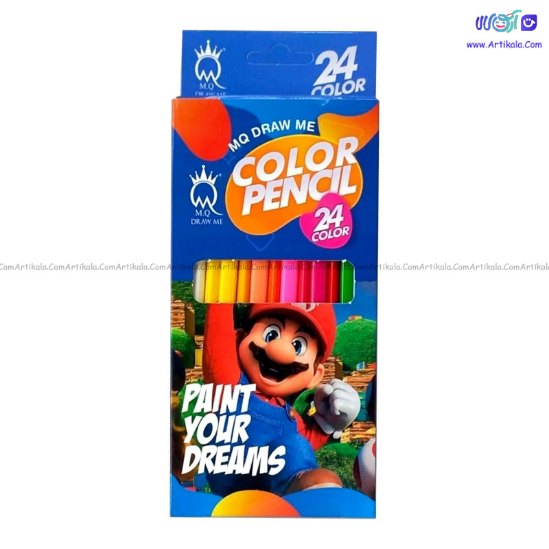 مداد رنگی 12 رنگ جعبه مقوایی طرح دار MQ