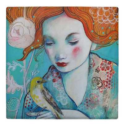 کاشی کارنیلا طرح نقاشی بانو مدل لوحی کد WKB20