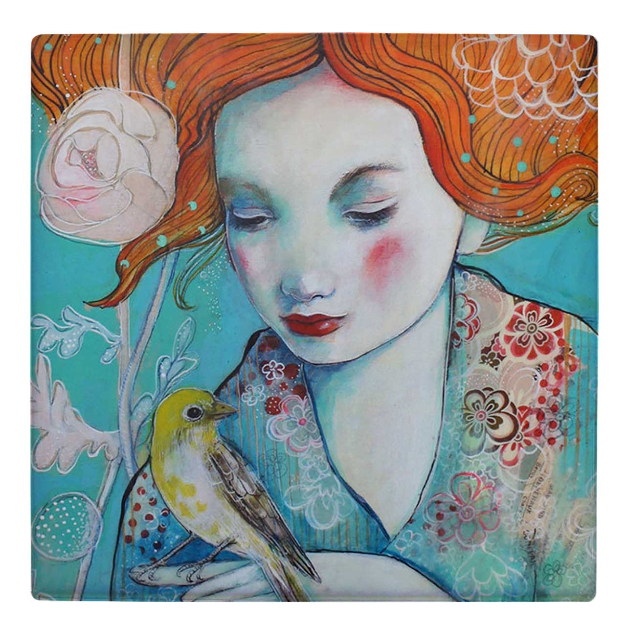 کاشی کارنیلا طرح نقاشی بانو مدل لوحی کد WKB20