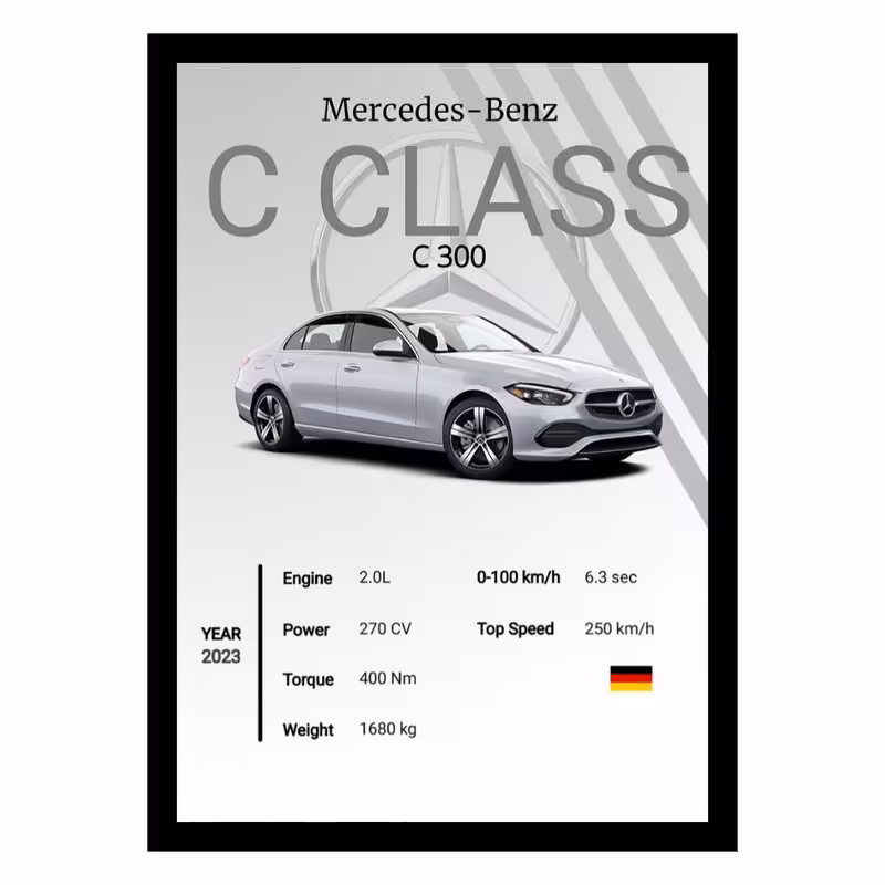 تابلو مدل ماشین مرسدس بنز سی کلاس Benz C-class | دنیای قاب