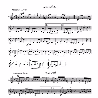 کتاب دستور مقدماتی تار و سه تار هنرستان موسیقی اثر روح الله خالقی انتشارات پنج خط جلد 2