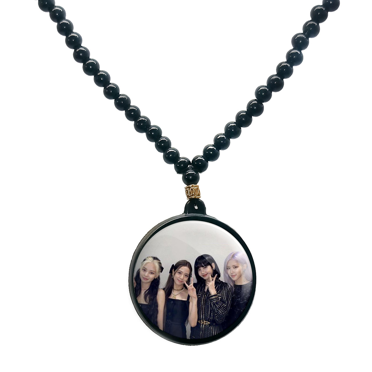 گردنبند پرمانه طرح بلک پینک کد pmd.17762 مدل دو طرفه
