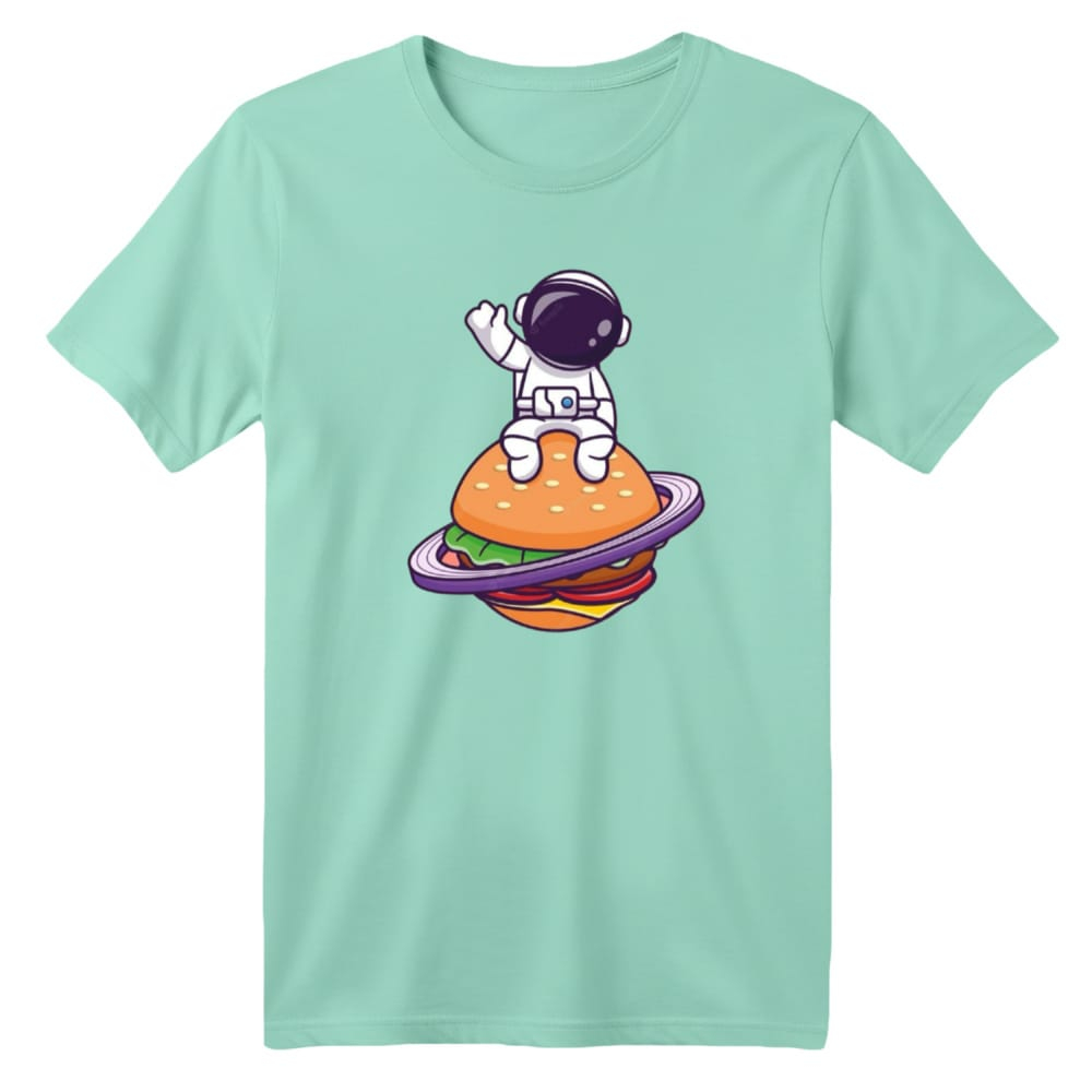 تی شرت آستین کوتاه بچگانه مدل فضانورد کد 7 رنگ سبز روشن