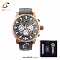 پک کادویی ساعت مچی مردانه سه موتوره کرنوگراف بند چرمی طوسی مونته با بند اضافه  M751340 GRAYRG