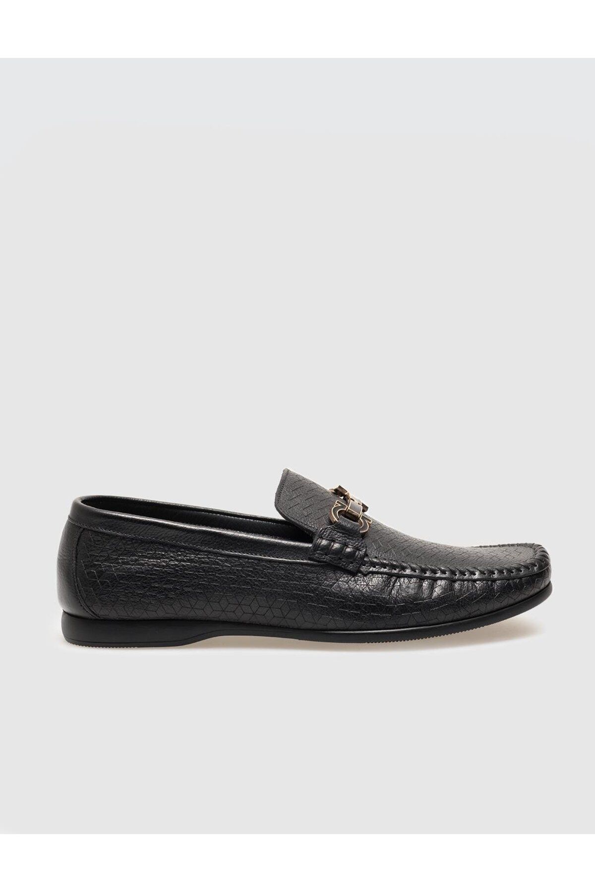کفش های کژوال مشکی مردانه سیاه چرمی واقعی Loafer Cabani