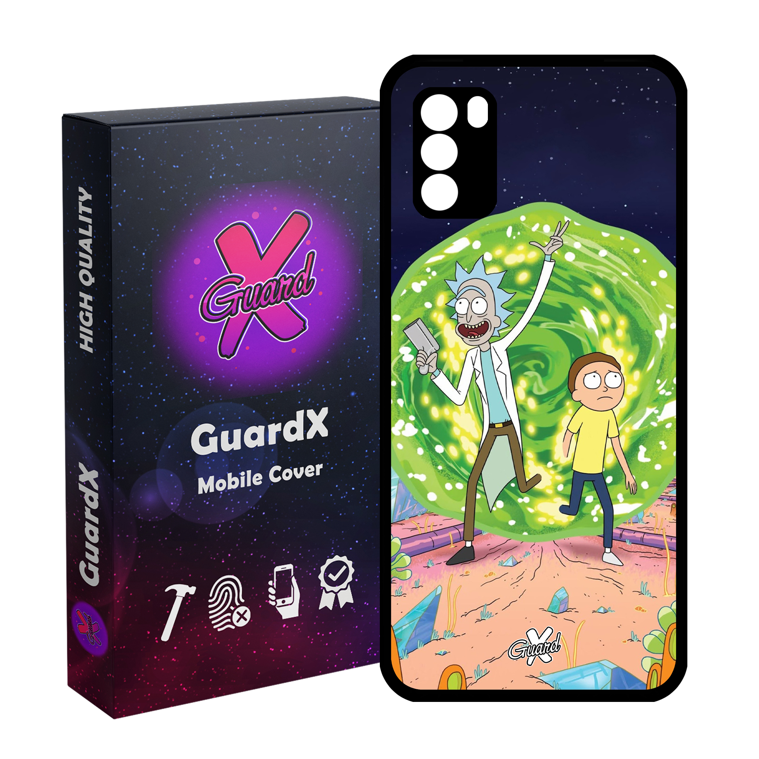 کاور گارد ایکس طرح Rick and Morty مدل Glass10190 مناسب برای گوشی موبایل شیائومی Poco M3