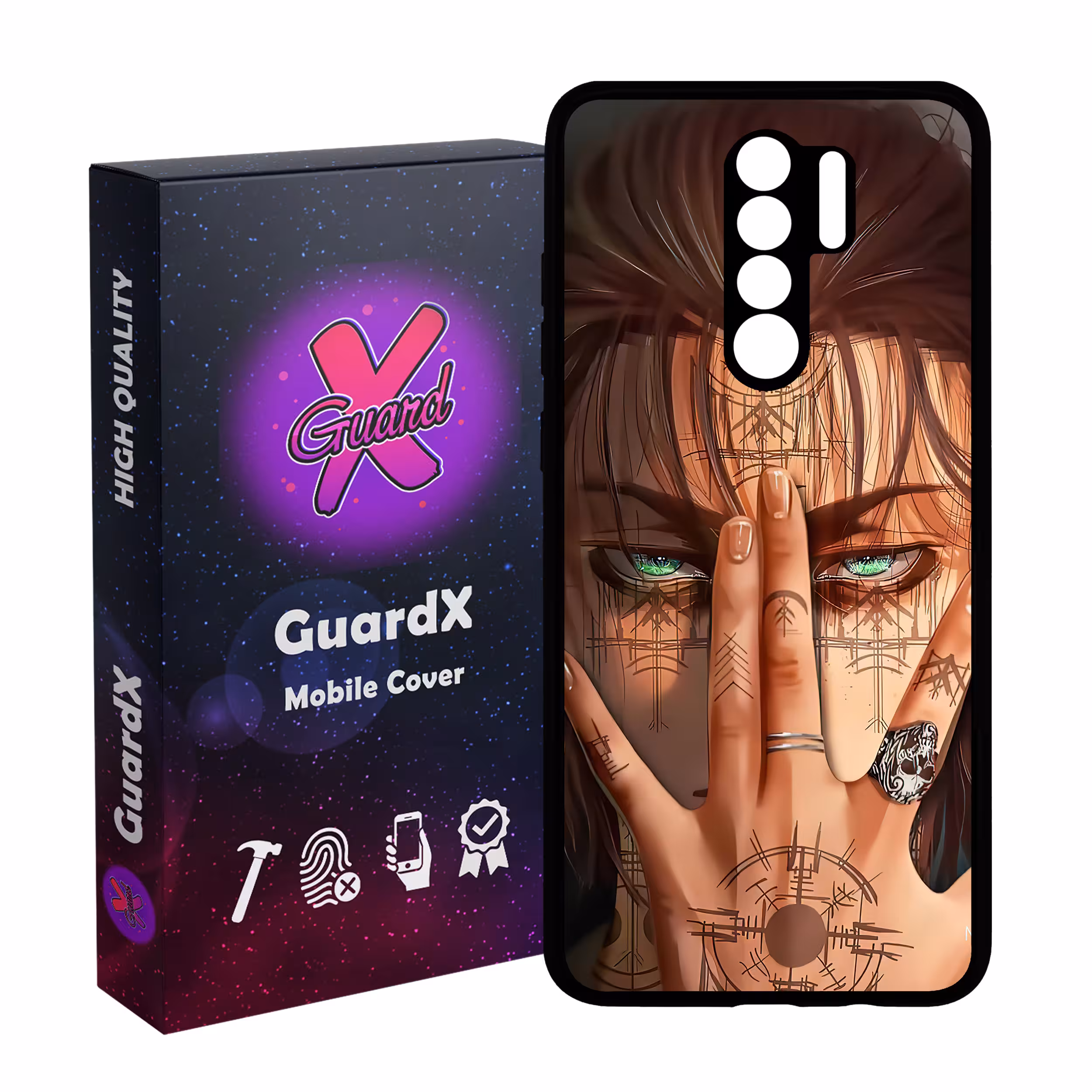 کاور گارد ایکس طرح Eren Anime مدل Glass10449 مناسب برای گوشی موبایل شیائومی Redmi 9/Redmi 9 Prime/Poco M2