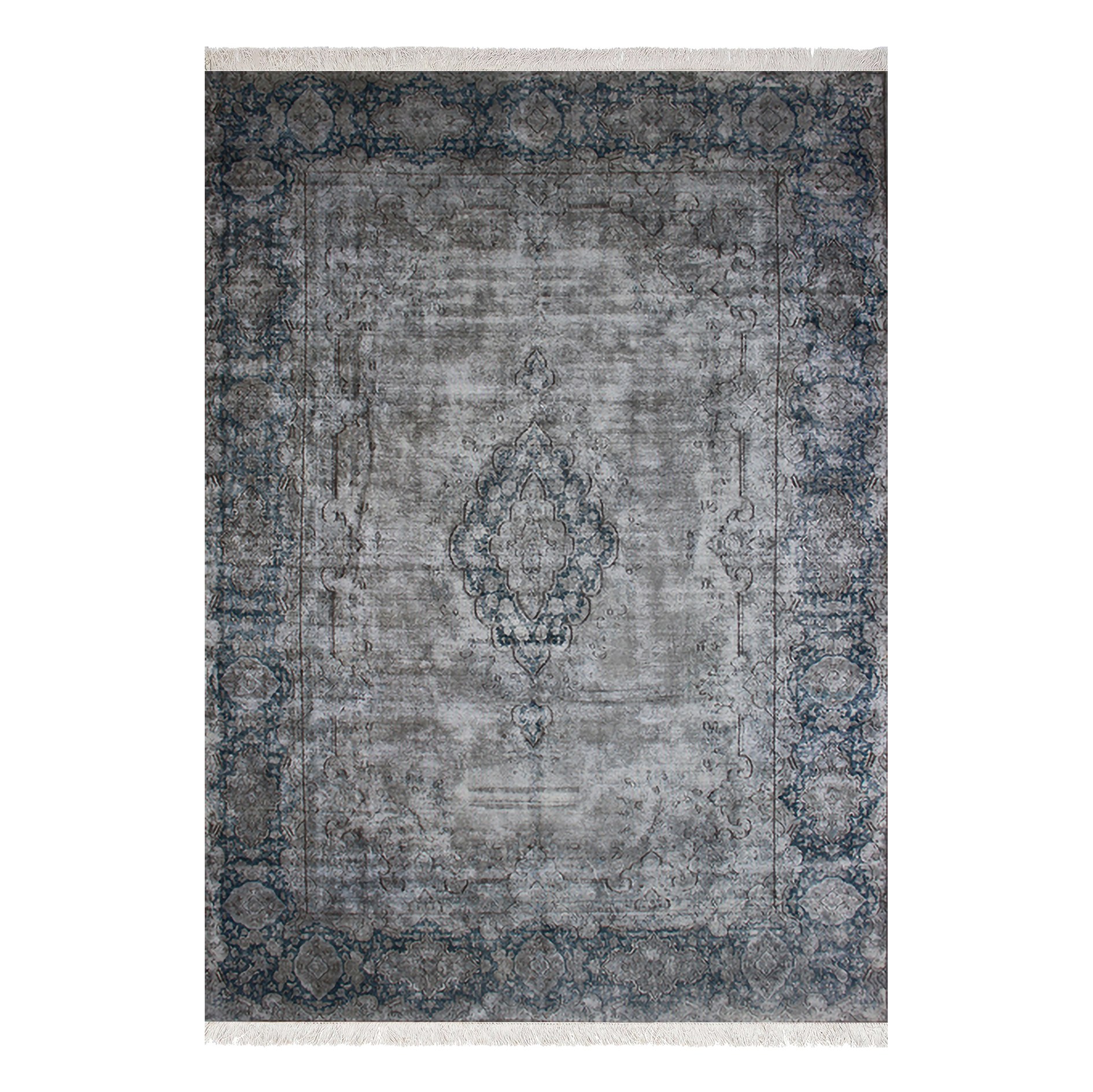 فرش ماشینی زانیس ارسال رایگان کد947وینتیج طرح تبریز طوسی دو رو سایز 42x30 سانت