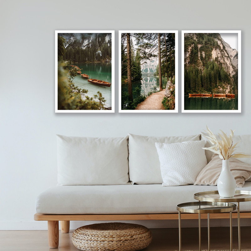 تابلو مدل طبیعت جنگل و دریاچه کد LA-G3015 مجموعه 3 عددی | دنیای قاب