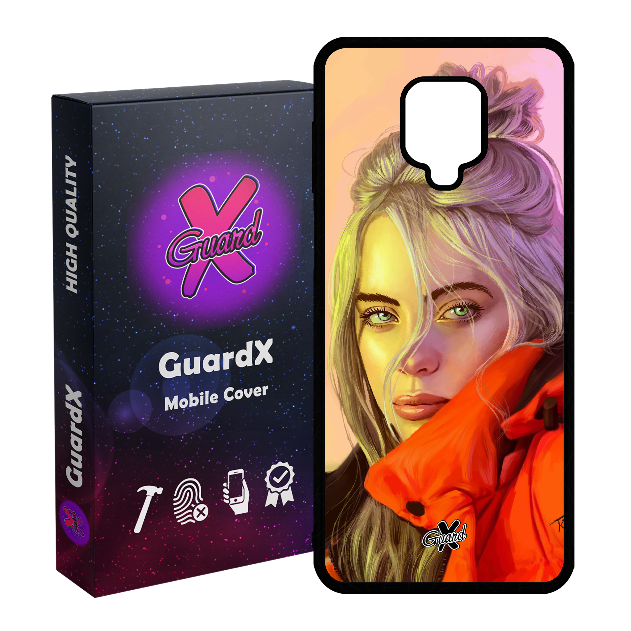کاور گارد ایکس طرح Billie Eilish مدل Glass10217 مناسب برای گوشی موبایل شیائومی Redmi Note 9S / Note 9 Pro / Note 9 Pro Max