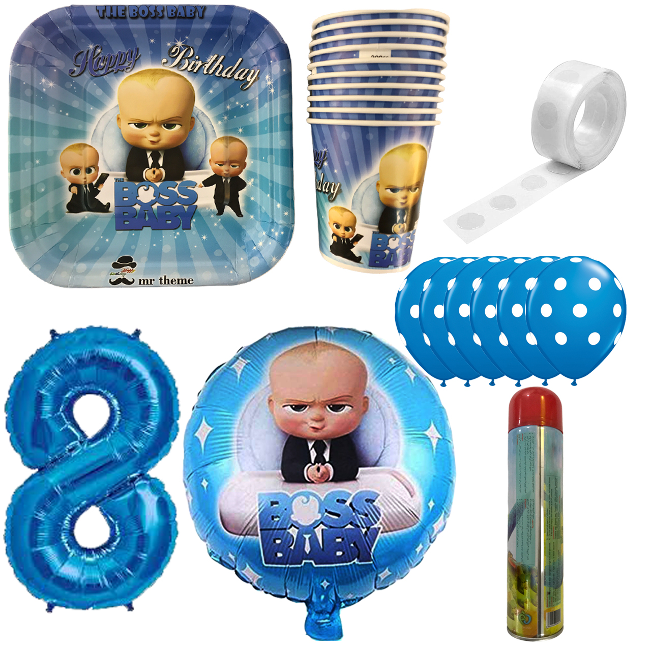 مجموعه 30 عددی تم تولد مستر تم طرح بچه رئیس کد 8