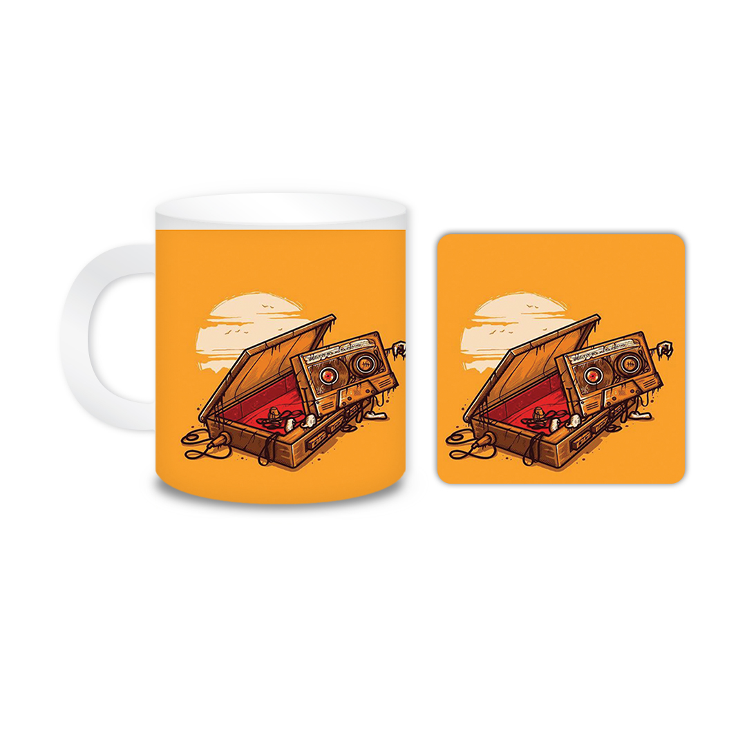 ماگ مدل نوارکاست کد 1053 به همراه زیر لیوانی