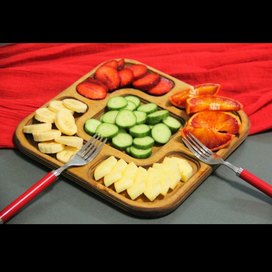 صبحانه خوری چوبی بشقاب مربع چوبی ضد آب باکیفیت