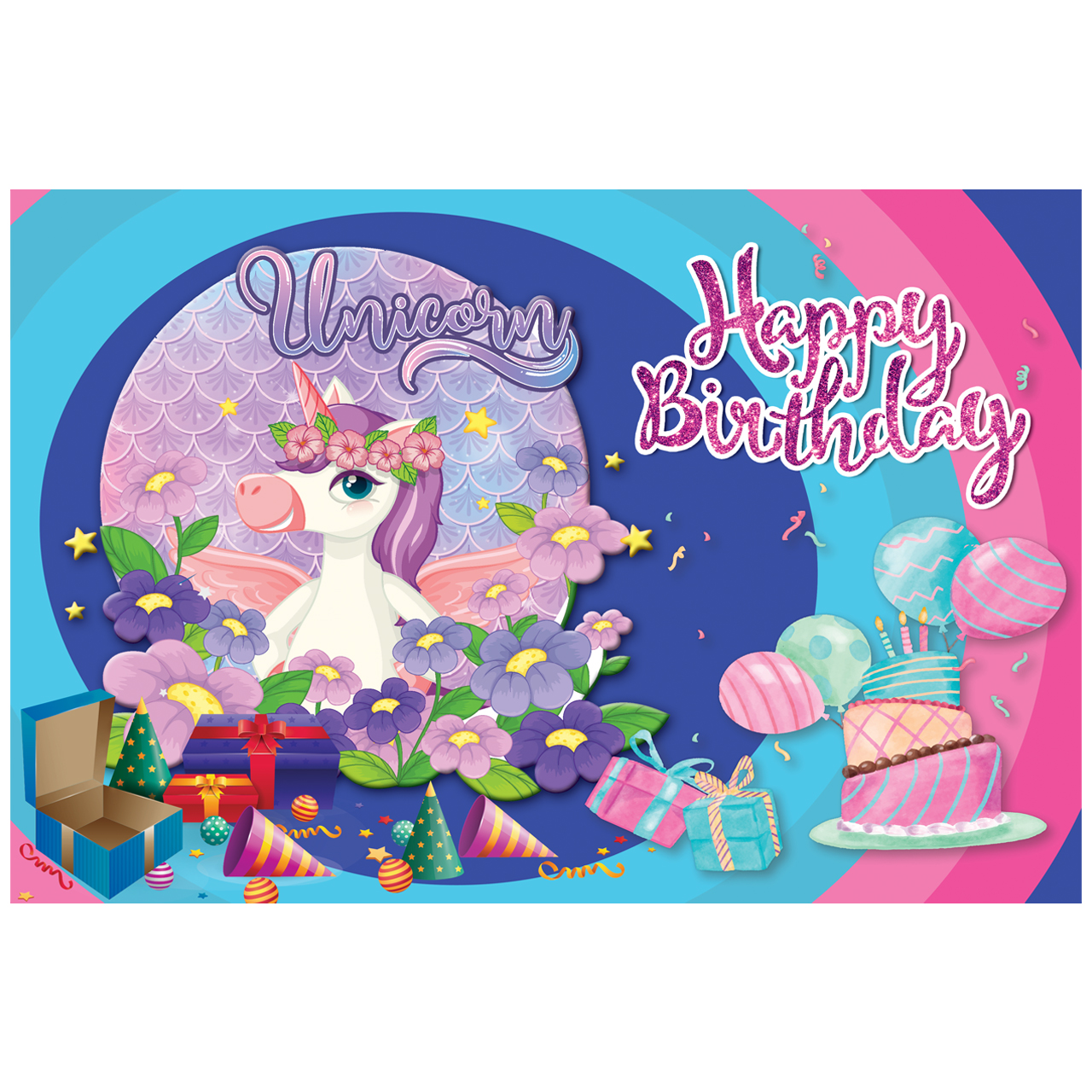 بنر تم تولد طرح اسب تک شاخ یونیکورن کد 1084