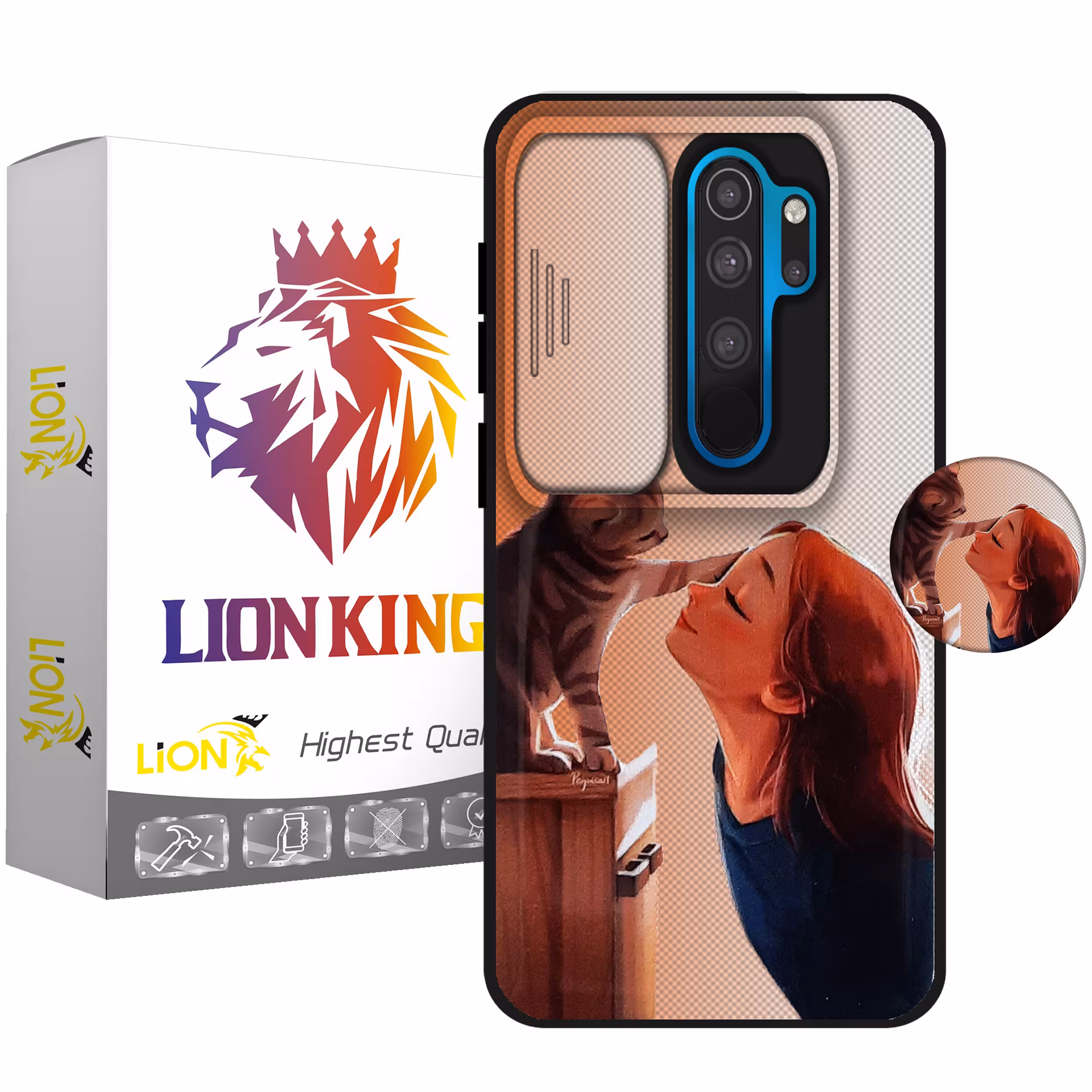 کاور لاین کینگ مدل GORBEHNAZ J2 مناسب برای گوشی موبایل شیائومی Redmi Note 8 Pro به همراه پایه نگهدارنده