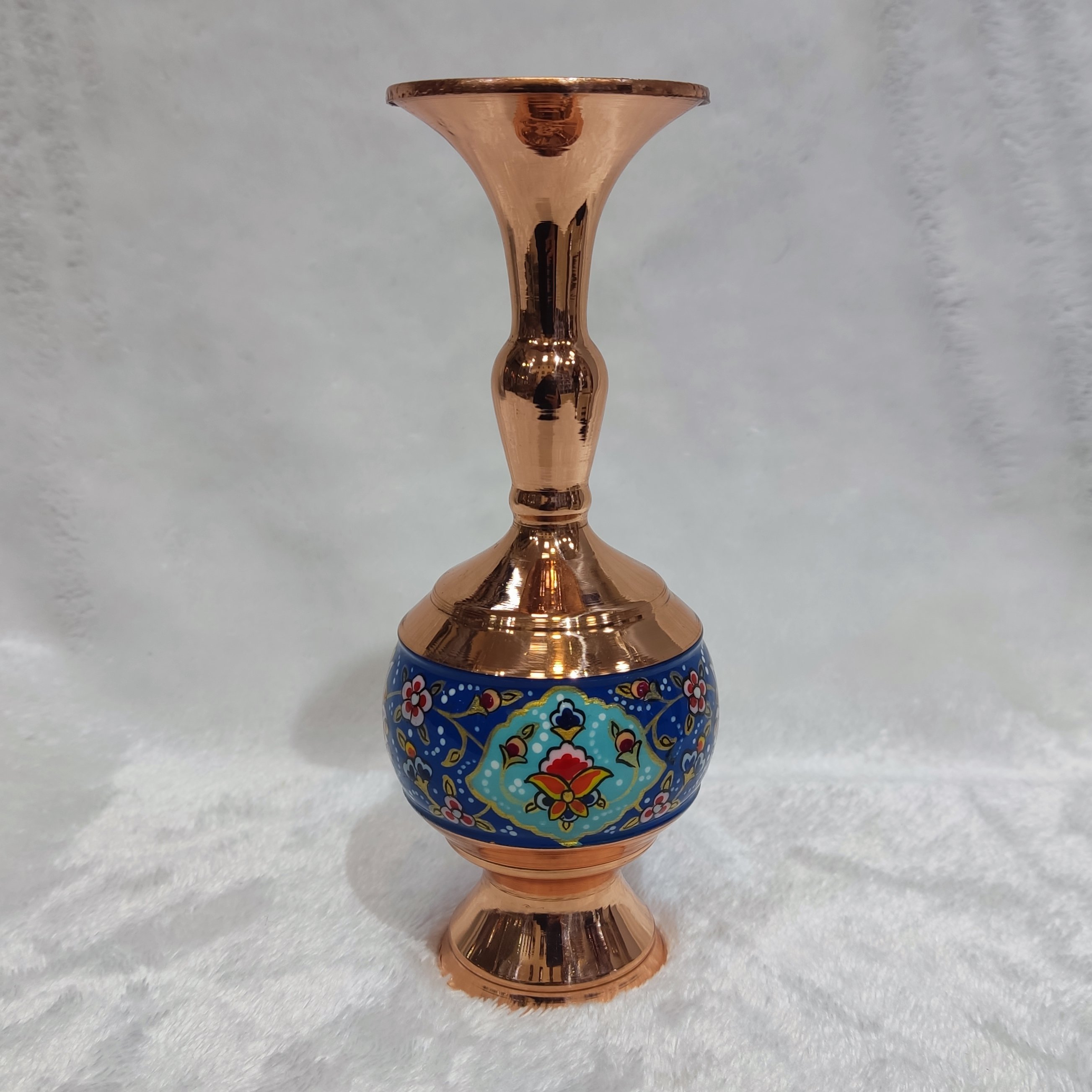 گلدان مس و پرداز ارتفاع 16سانت