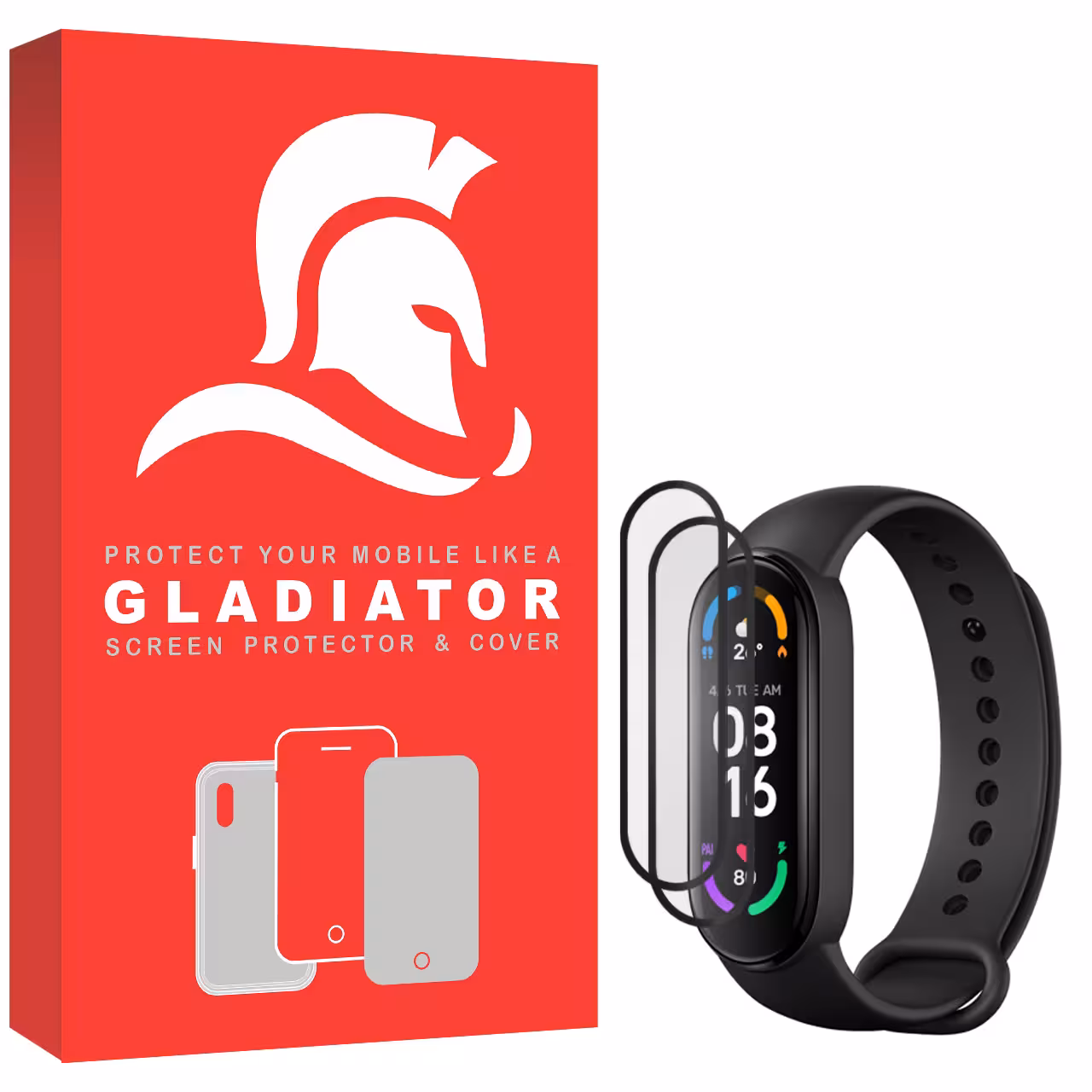 محافظ صفحه نمایش گلادیاتور مدل GWP2000 مناسب برای ساعت هوشمند شیائومی Mi Band 6 بسته دو عددی