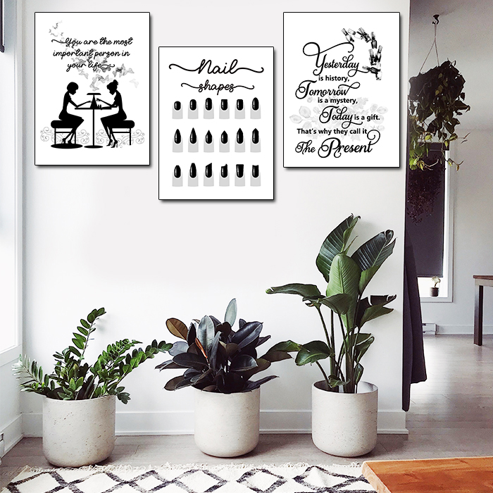 تابلو شاسی دکوراتیو سالن کاشت ناخن کد 04 مجموعه 3 عددی