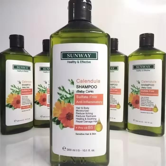 سان وی شامپو کالاندولا برای پوست و مو حساس و کودک فاقد سولفات  SUNWAY CALENDULA SHAMPOO BABY CARE FREE SULFATE قیمت قدیم
