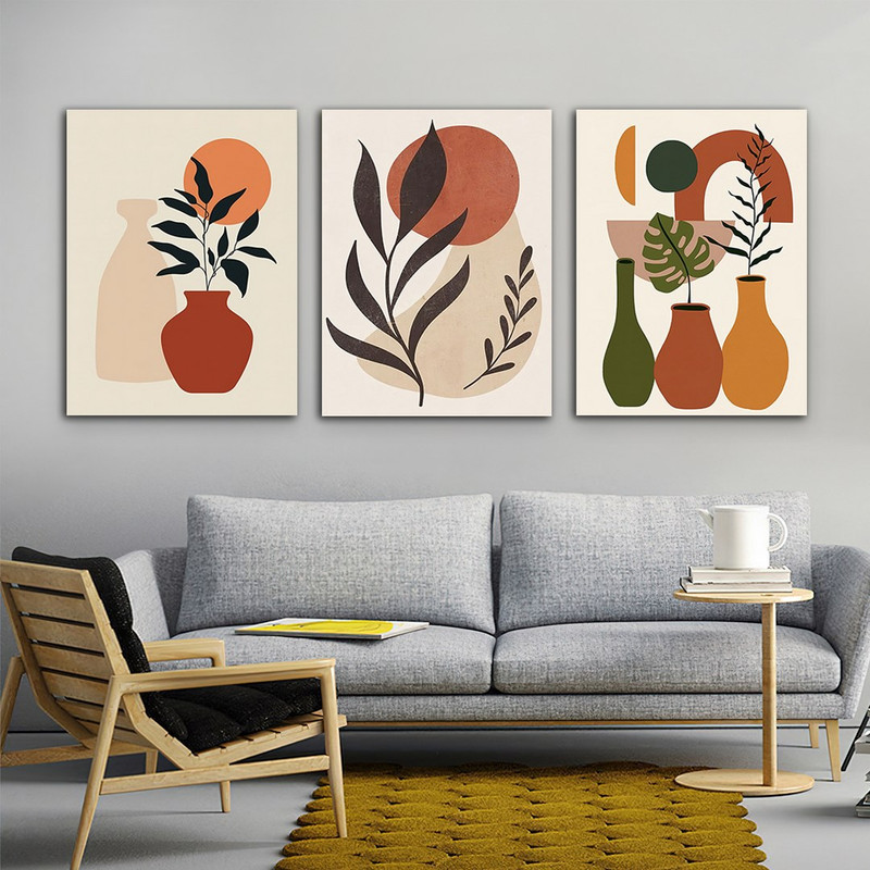 تابلو شاسی دنیای قابطرح دکوراتیو مینیمال آرت مدل SH-668 مجموعه 3 عددی | دنیای قاب