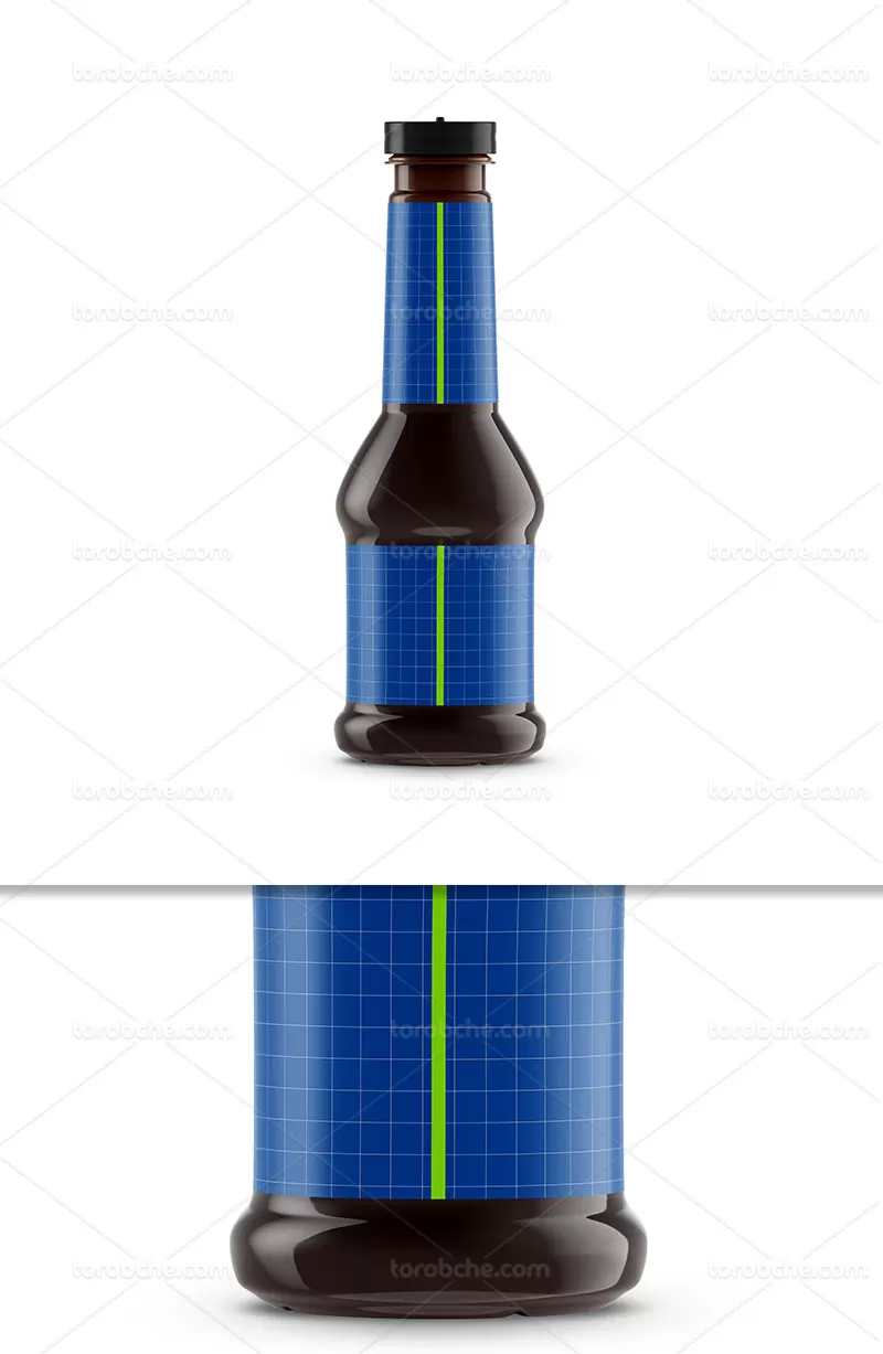 موکاپ بطری سس سویا | گرافیک با طعم تربچه