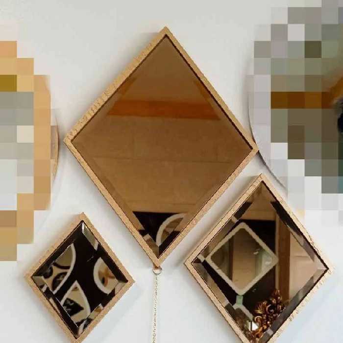 آینه سه سایز لوزی طلایی