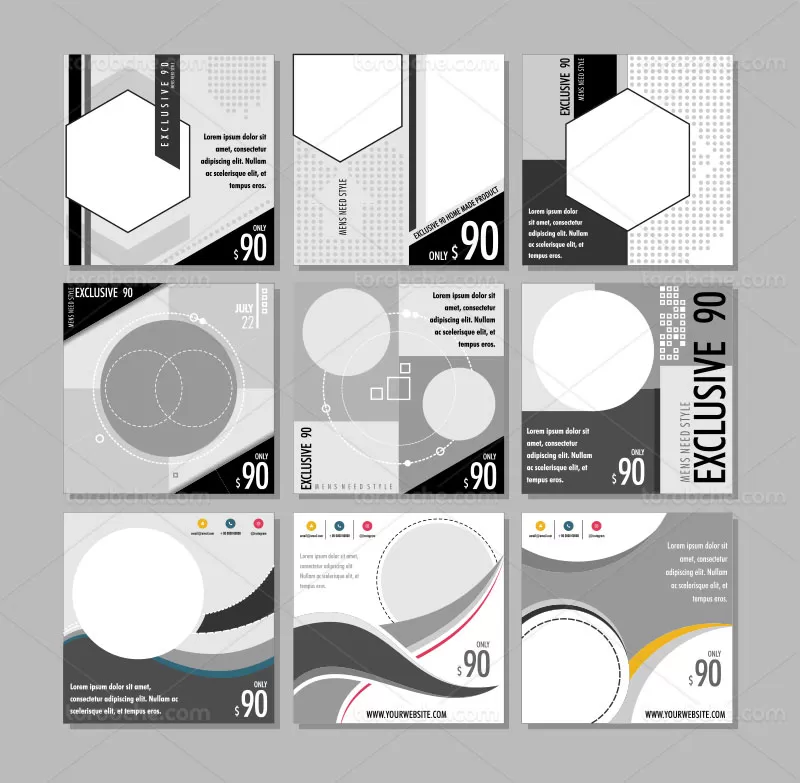 وکتور بنر اینستاگرام کسب و کار رنگی | گرافیک با طعم تربچه