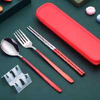 قاشق و چنگال چاپ استیک دار دسته رنگی