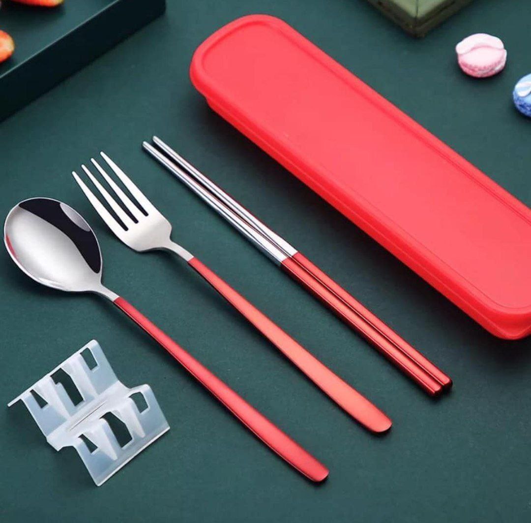 قاشق و چنگال چاپ استیک دار دسته رنگی