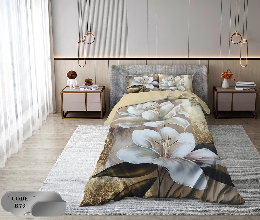 سرویس روتختی 2 نفره 6 تکه ابعاد 2.25 ×2.35 کشدار ضد حساسیت و عرق کد R73 | ست خواب و ست روتختی