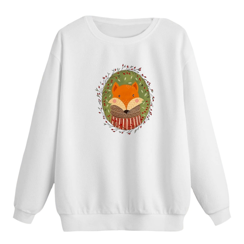 سویشرت زنانه مدل روباه رنگ سفید