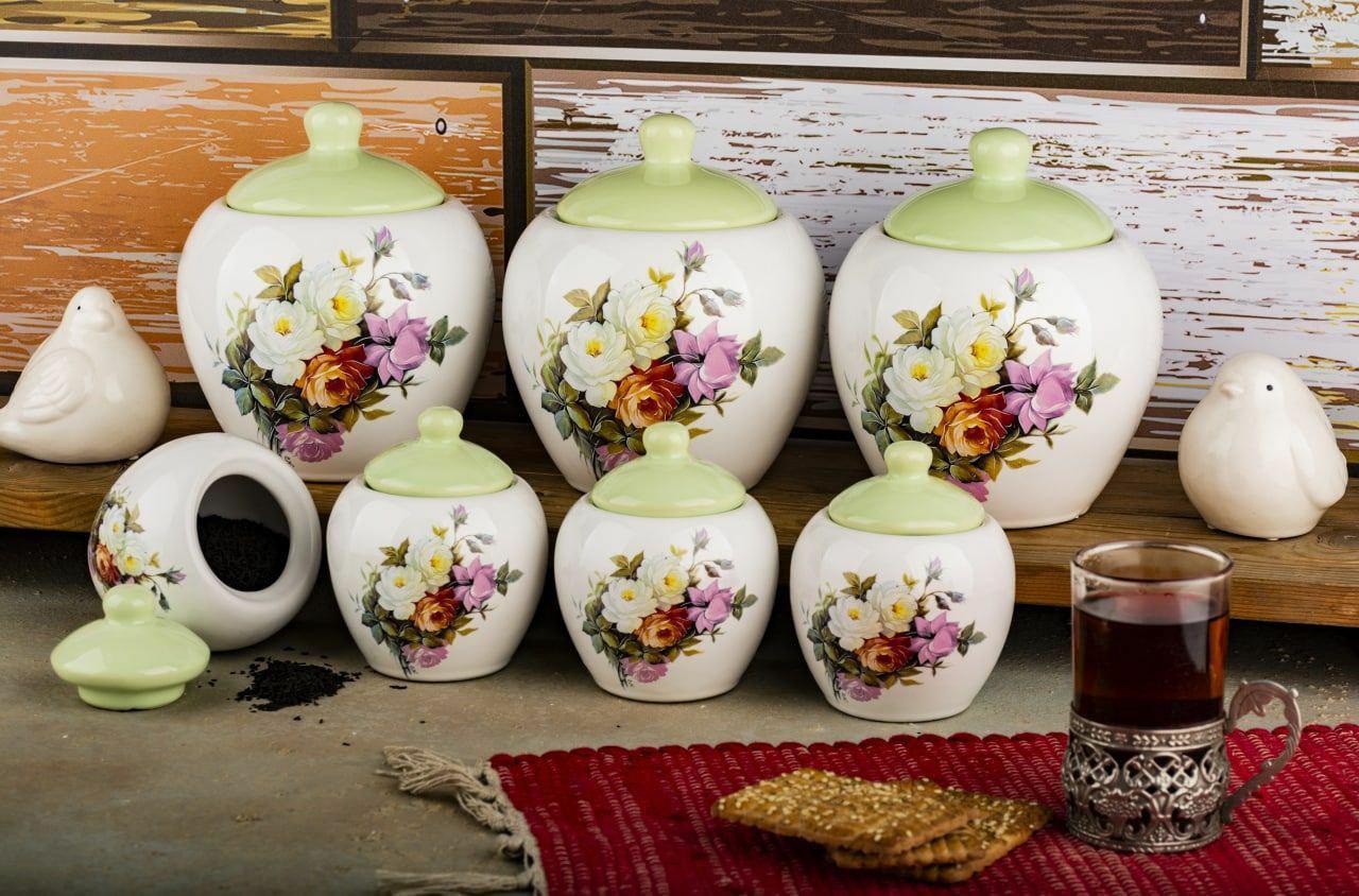 پاسماوری هفت پارچه گرد گلدار (سبز)