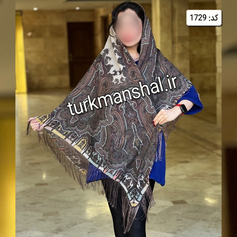 روسری ترکمن ابریشمی (ایتالیایی) کد 1729