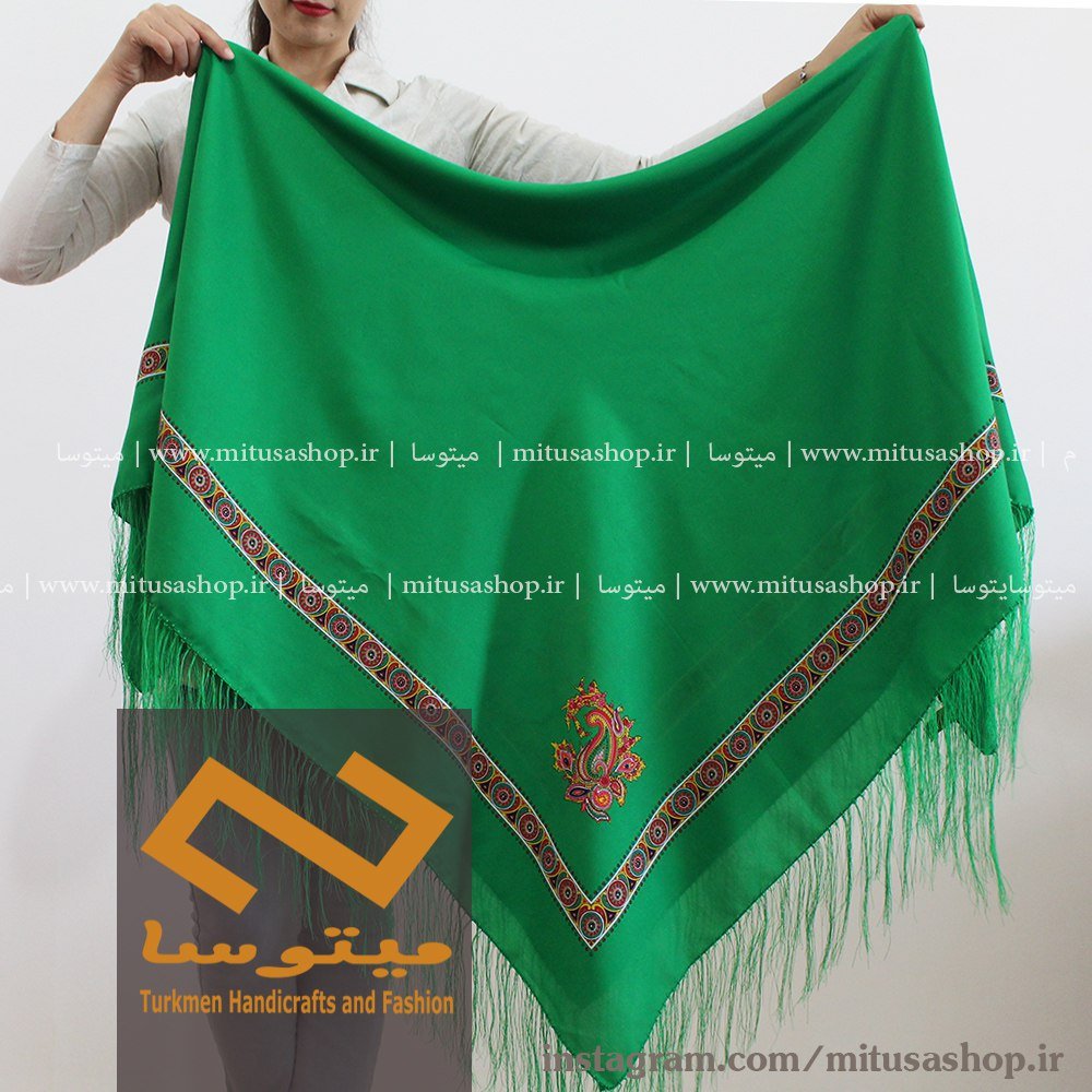 روسری ترکمن نواری سبز