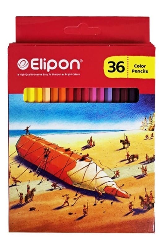 مداد رنگی 36 رنگ جعبه مقوایی 8121710 الیپون elipon
