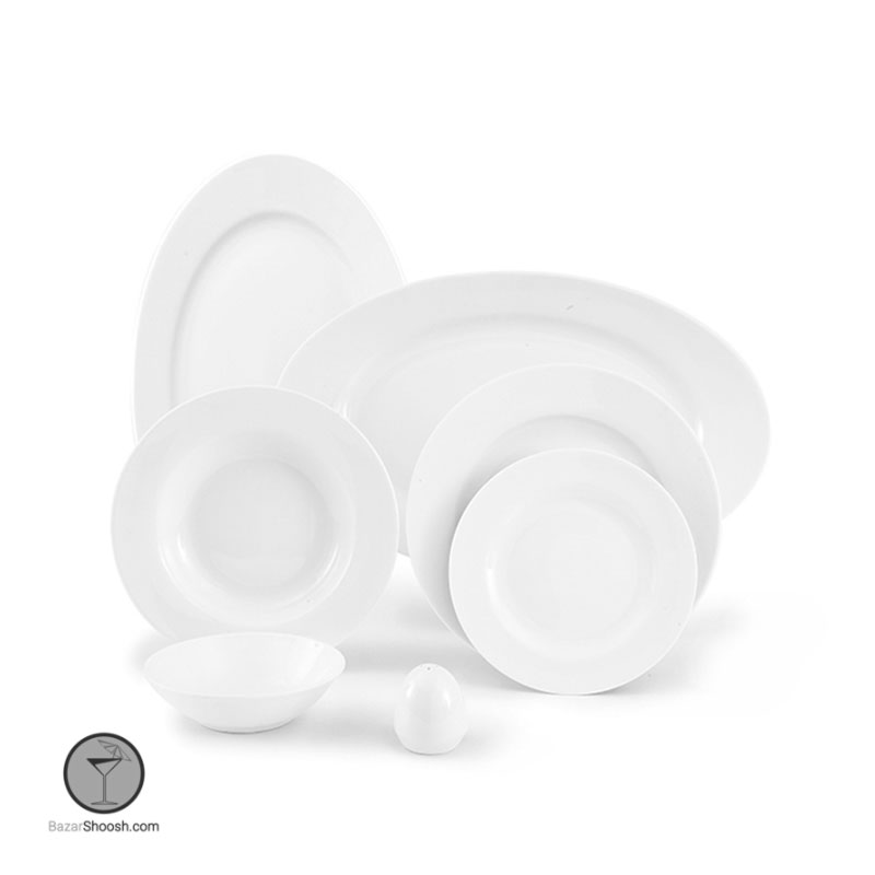 سرویس غذاخوری 28 پارچه سفید ساده 6 نفره سری ایتالیا اف چینی زرین