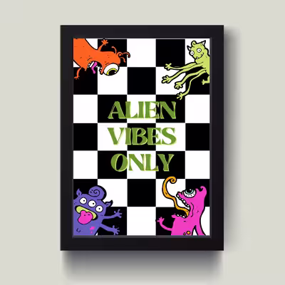 تابلو مدل Alien Vibes only کدS2918-b