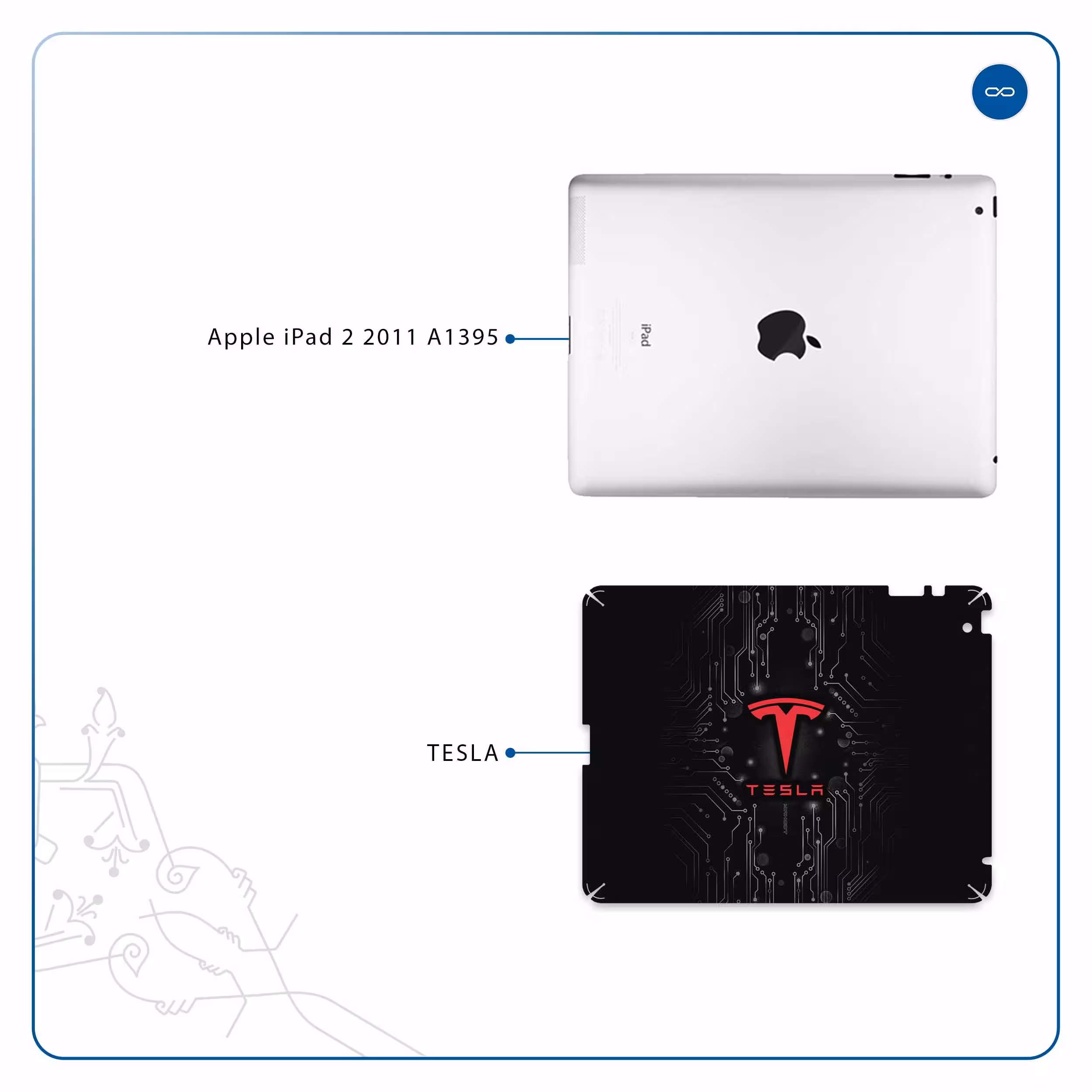 برچسب پوششی ماهوت مدل TESLA مناسب برای تبلت اپل iPad 2 2011 A1395