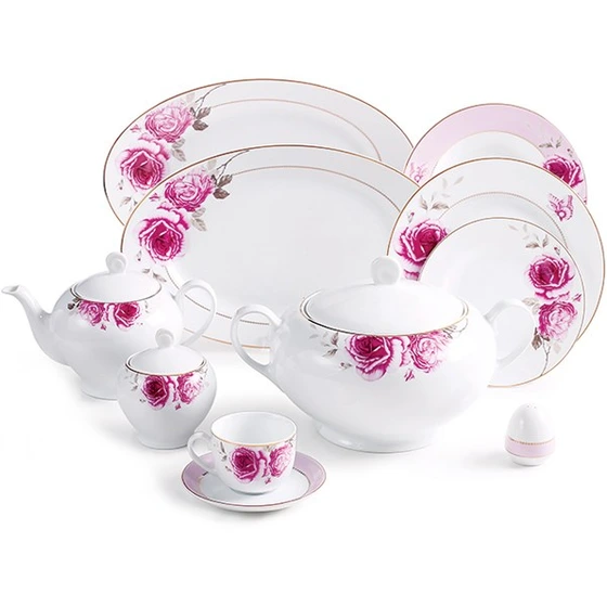 سرویس چینی زرین 102 پارچه مدل رز فلاور